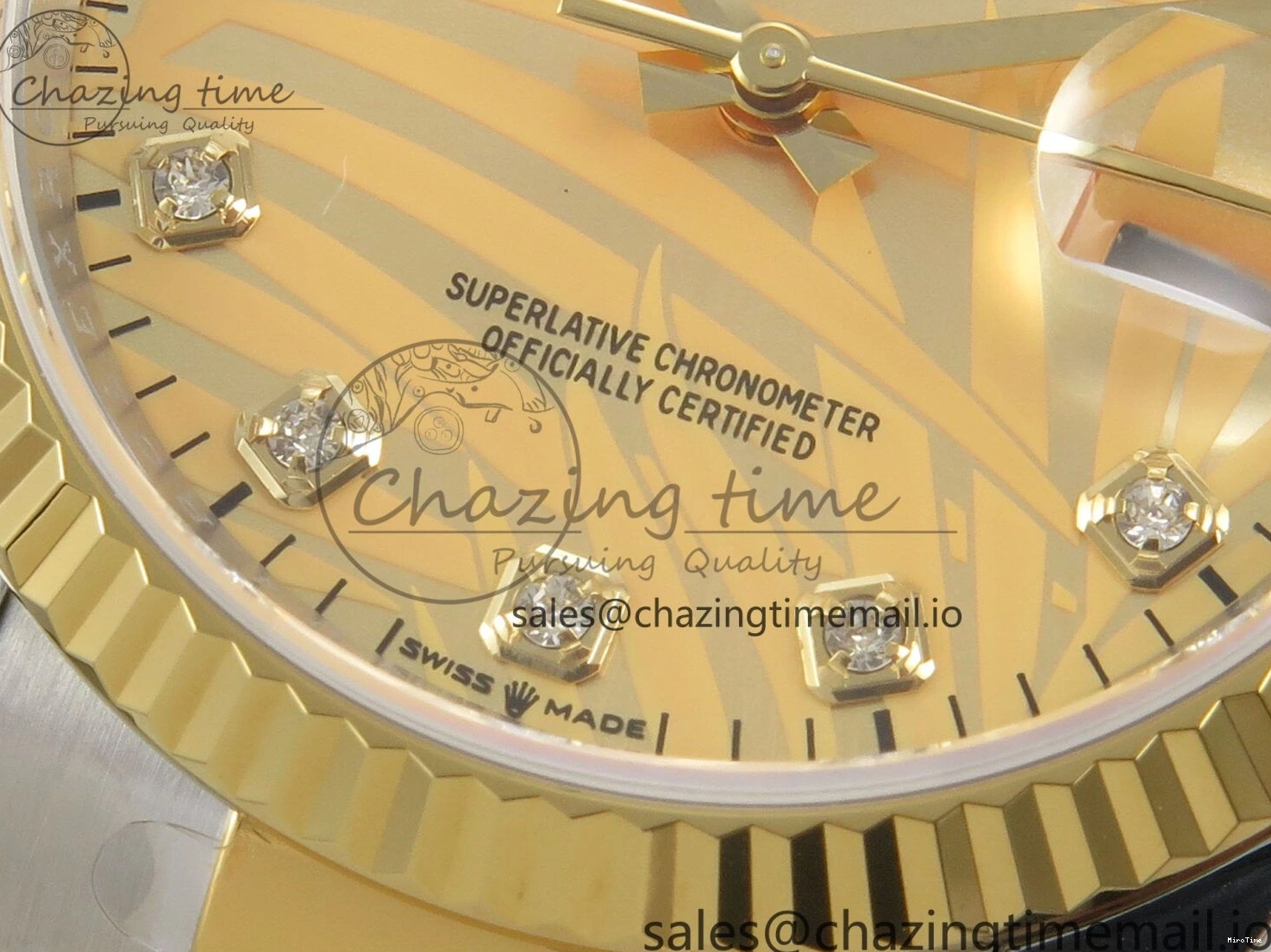 MiroTime 0327 SunProtective DateJust 36 SS YG ARF 1:1 Best Edition 904L Steel YG Leaf Diamonds Dial on Oyster Bracelet SH 87